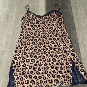 Leopard print lace slip dress
